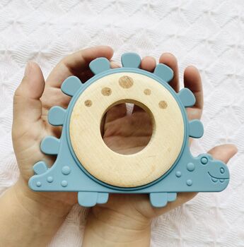 Personalised Wooden And Silicone Dinosaur Teether, 3 of 3