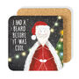 Funny Christmas Gift Coaster Secret Santa Beard Hipster, thumbnail 1 of 5