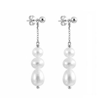 Timeless Three Pearl Drop Earrings, 4 of 7