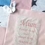 Personalised Patchwork Memory Cushion,Embroidered Words, thumbnail 3 of 11