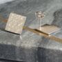 Large Hammered Square Silver Stud Earrings, thumbnail 2 of 5