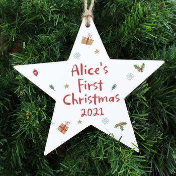 Personalised First Christmas Wooden Decoration, 3 of 4
