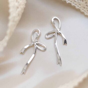 Sterling Silver Ribbon Bow Studs, 4 of 5