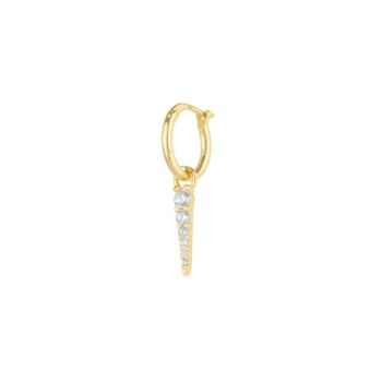 Fine Spike Pave Hoop Single Earring 14ct Solid Gold, 4 of 4