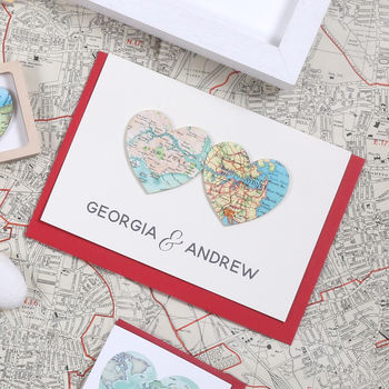 Personalised Map Hearts Valentines Card, 3 of 8