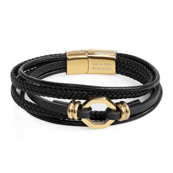 Personalised Men's Mayfair Leather Bracelet, 7 of 8