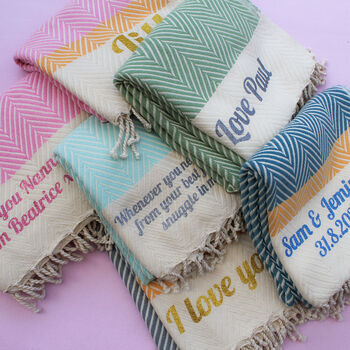 Personalised Cotton Throw, Sustainable Gift, 10 of 12