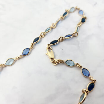 18ct Gold Plated Blue Multi Gemstone Crystal Necklace, 3 of 5