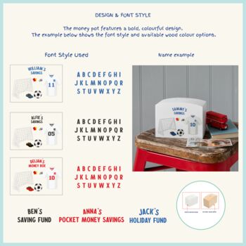 Personalised Football Themed Money Pot Piggy Bank, 6 of 9