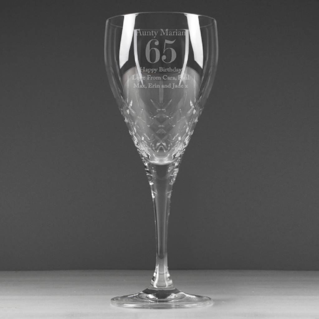 Engraved Cut Crystal Age Wine Glass, 1 of 4