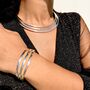 Sterling Silver Chunky Three Bar Hinged Cuff Bangle, thumbnail 6 of 8