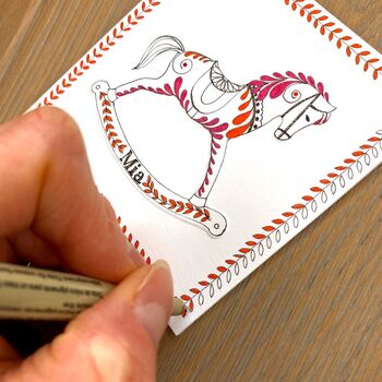 Personalised Rocking Horse Handmade Christmas Card, 4 of 5