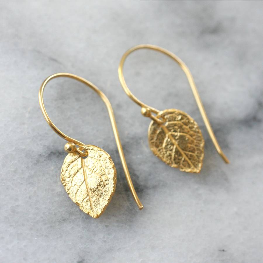 Original 24k Gold Vermeille Leaf Earrings 