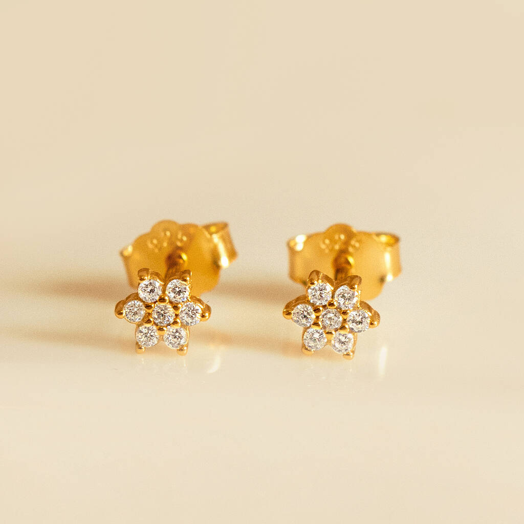 Sparkling Tiny Flower Stud Earrings For Women By MUCHV