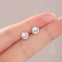 Moon Phase Moonstone Stud Earrings In Sterling Silver, thumbnail 2 of 11
