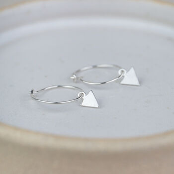 Sterling Silver Arrow Charm Hoops, 2 of 4