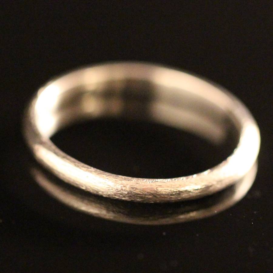 Recycled Platinum D Shape Brushed Wedding Ring By Jacqueline & Edward ...
