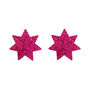 Star Stud Earrings In Hot Pink Glitter, thumbnail 3 of 4