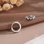 Sterling Silver Dainty Black Opal Huggie Hoops, thumbnail 3 of 11