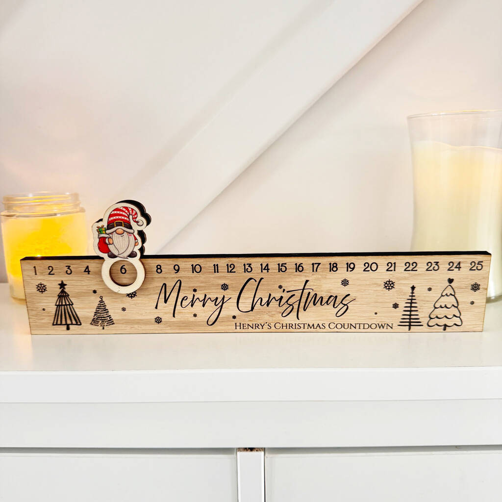 Personalised Wooden Christmas Tree Advent Slider Keepsake, 1 of 6