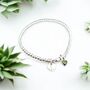 Personalised Sterling Silver Initial And Heart Birthstone Bracelet, thumbnail 10 of 11