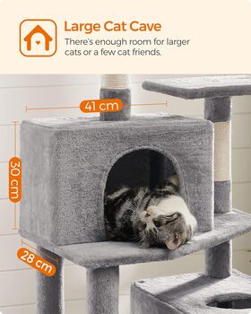 Tall Cat Tree Plush Multi Level Cat Condo Light Grey, 6 of 9