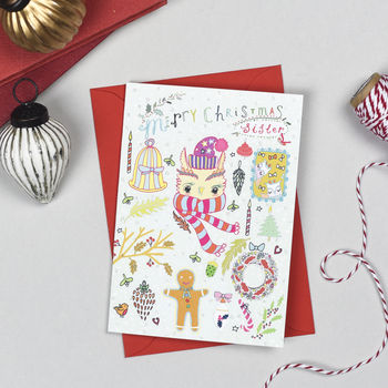 'Merry Christmas Sister' Christmas Card, 2 of 3