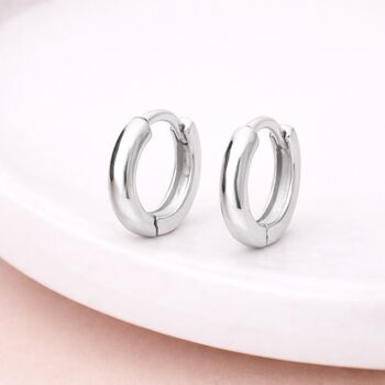 Chunky Sterling Silver Hinged Huggie Hoop Earrings – 20mm, 2 of 6