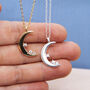 Sterling Silver Moon And Diamante Star Necklace, thumbnail 3 of 10