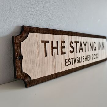 Personalised Oak Road Sign Style Plaque, 4 of 5