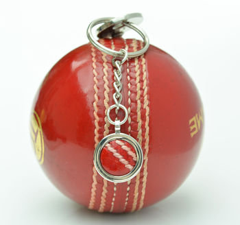Genuine Cricket Ball Silver Keyring, 2 of 4
