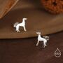 Sterling Silver Tiny Whippet Dog Stud Earrings, thumbnail 2 of 12