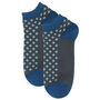 Retro Stripe Blue And Crosslet Grey Men's Trainer Socks, thumbnail 4 of 5