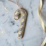 Luxury Irish Linen Festive Candy Cane Christmas Tree Decoration, thumbnail 6 of 7