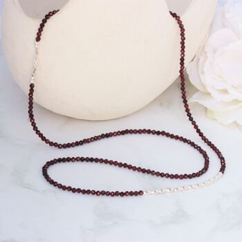 Garnet And Sterling Silver Long Necklace, 7 of 10