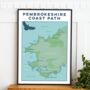 Pembrokeshire Art Print – Coast Path Map, thumbnail 1 of 12