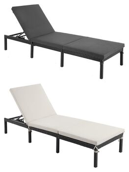 Reclining Sun Lounger With Cushioned Mattress, 8 of 8