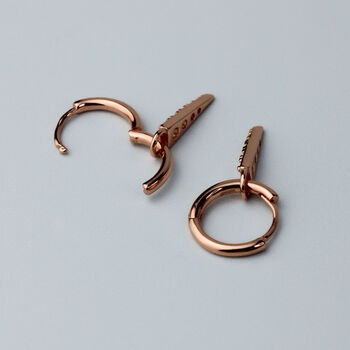 Sterling Silver Crystal Spike Drop Hoop Earrings, 5 of 7