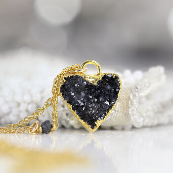 Diamond And Druzy Love Heart Necklace, 4 of 11