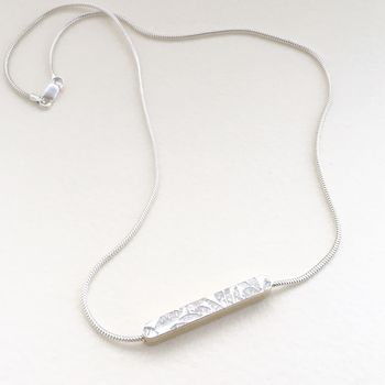 Embossed Silver Bar Necklace, 3 of 12