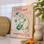 Cats And Wine Kitchen Print, thumbnail 3 of 4