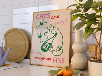 Cats And Wine Kitchen Print, 3 of 4