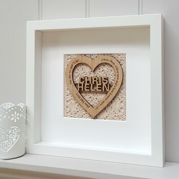 39th Lace Anniversary Personalised Oak Artwork, 3 of 3