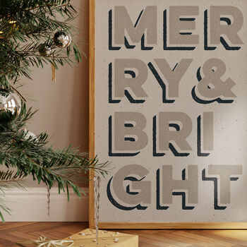 Merry And Bright Textured Christmas Print, 3 of 7