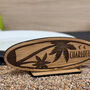 Oak Veneer Surfboard Place Name Setting Wedding Events, thumbnail 2 of 7