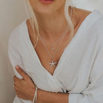 Dainty Silver Starfish Necklace, 5 of 5