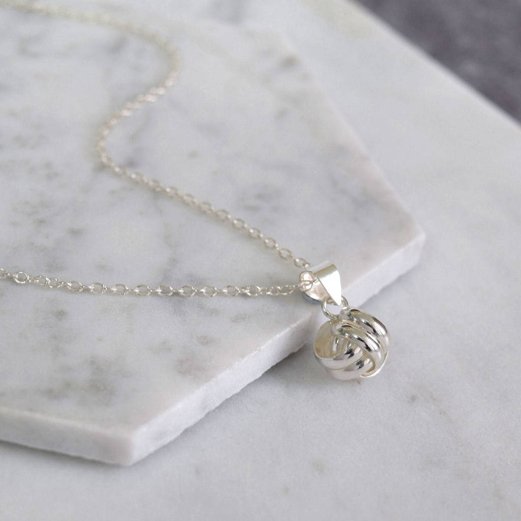 sterling silver love knot necklace by mia belle | notonthehighstreet.com