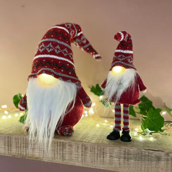 Red LED Tomte Decorations Two Designs, 2 of 2