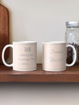 Personalised His And Hers Engagement Mugs, 3 of 4