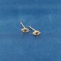 Gold Evil Eye Stud Earrings, Evil Eye Cz Studs, Dainty Minimalistic Earrings, thumbnail 4 of 7